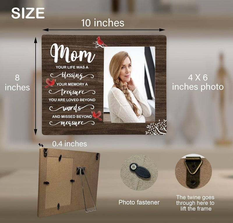 CAIFZ Mom Memorial Wooden Picture Frame, In Loving Memory Remembrance Photo Frame Gifts for Mommy, Bereavement Sympathy Wooden Frame for Loss of Mom, 4x6 inch Photo - Image 3